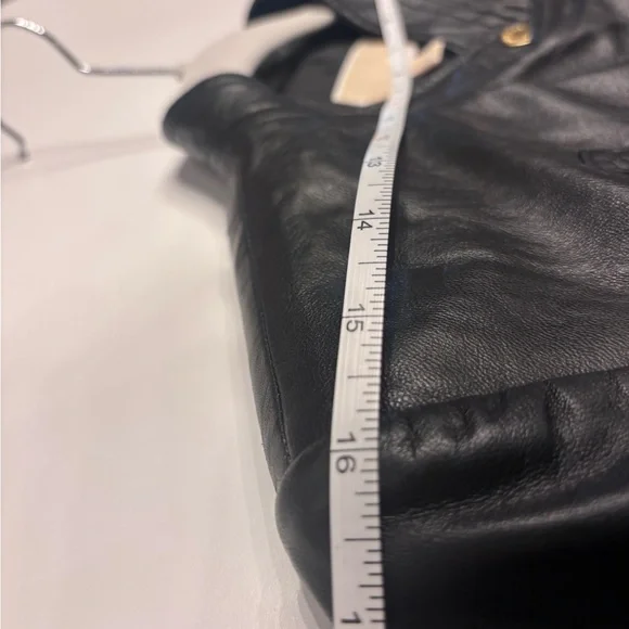 Michael Kors Black Leather Jacket with Gold Accents - Picture 6 of 9